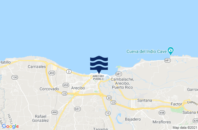 Arecibo Barrio-Pueblo, Puerto Rico tide times map