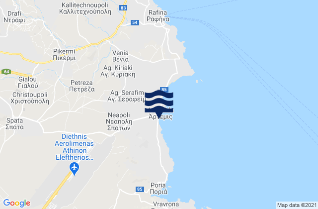 Argithea, Greece tide times map