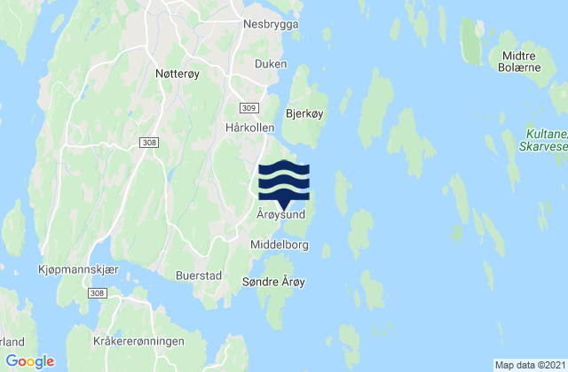 Aroysund, Norway tide times map