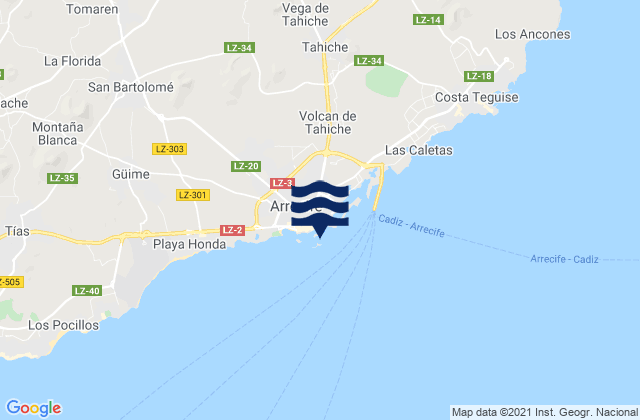Arrecife, Spain tide times map