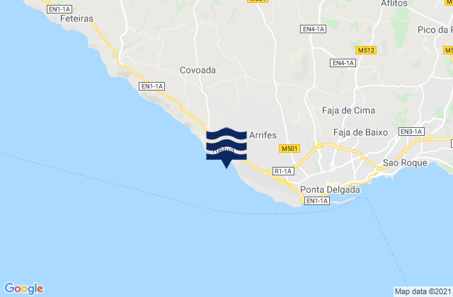 Arrifes, Portugal tide times map