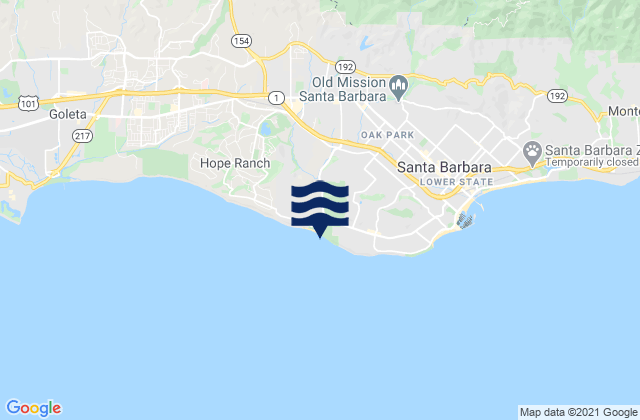 Arroyo Burro Beach, United States tide chart map