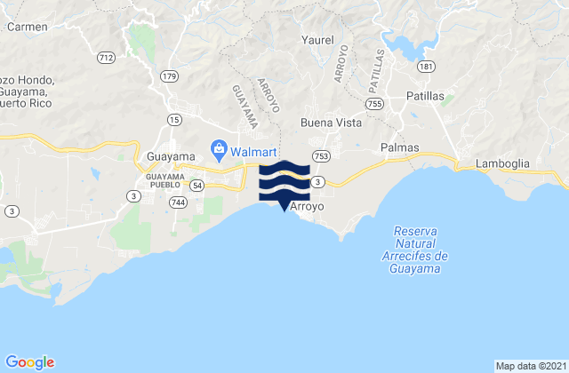 Arroyo, Puerto Rico tide times map