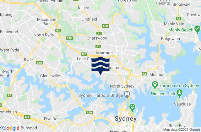 Artarmon, Australia tide times map