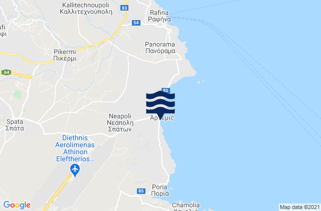 Artemida, Greece tide times map