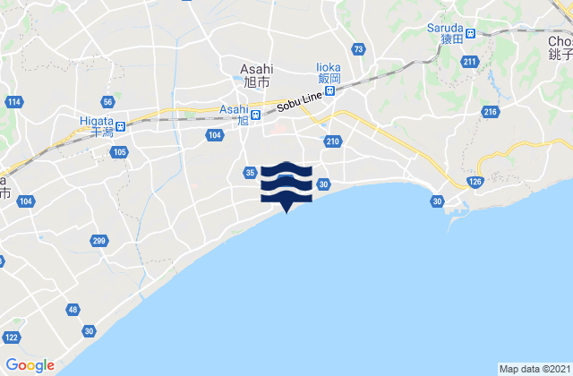 Asahi-shi, Japan tide times map
