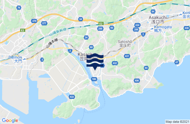 Asakuchi-gun, Japan tide times map