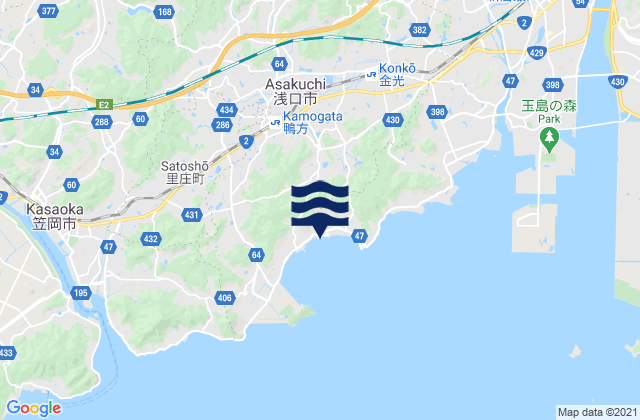 Asakuchi Shi, Japan tide times map