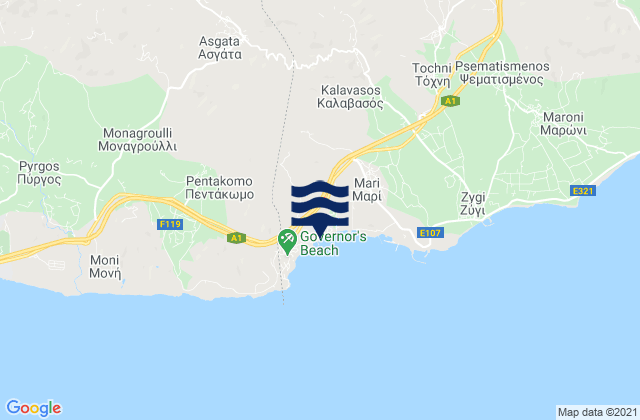 Asgata, Cyprus tide times map