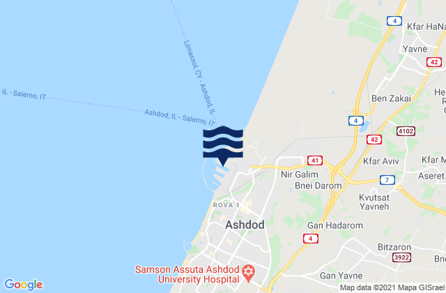 Ashdod -Hshover (Port), Israel tide times map