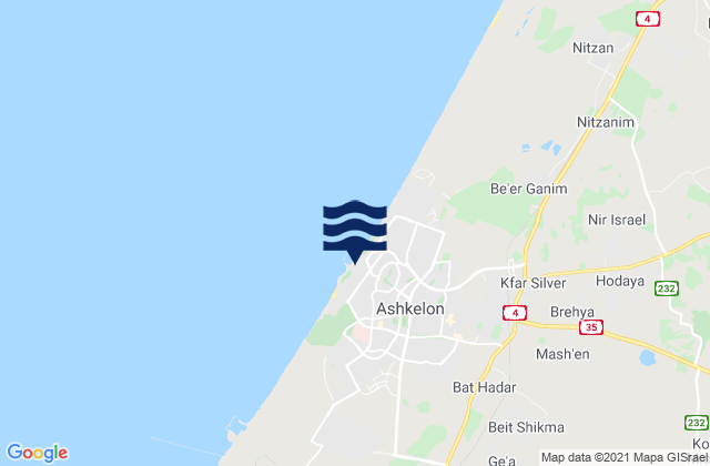 Ashkelon, Israel tide times map
