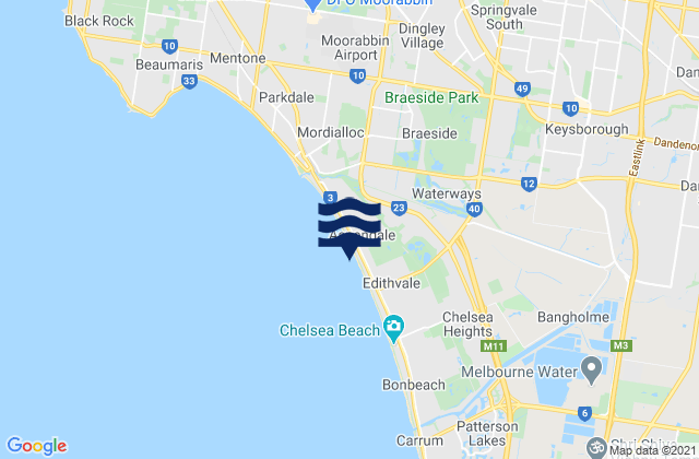 Aspendale, Australia tide times map