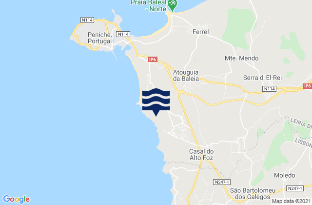 Atouguia da Baleia, Portugal tide times map