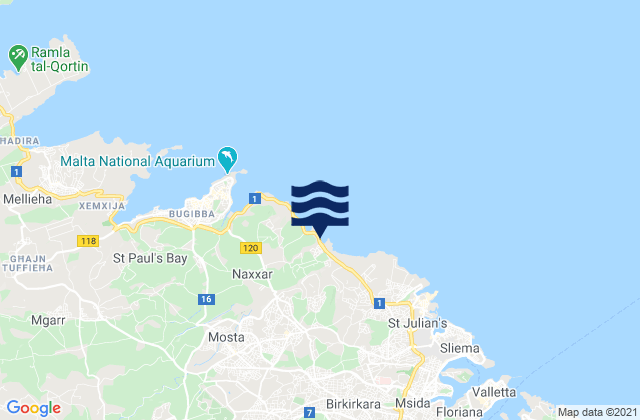 Attard, Malta tide times map