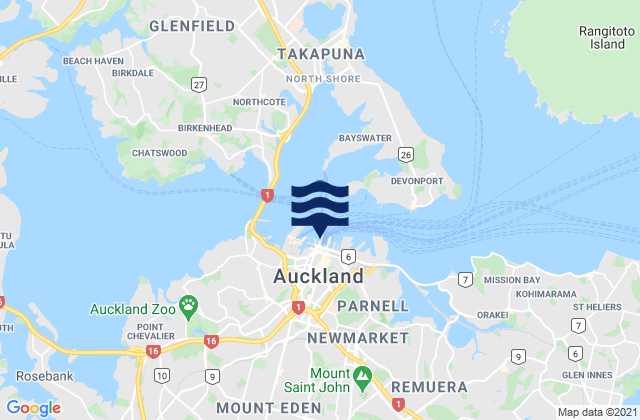 Auckland, New Zealand tide times map