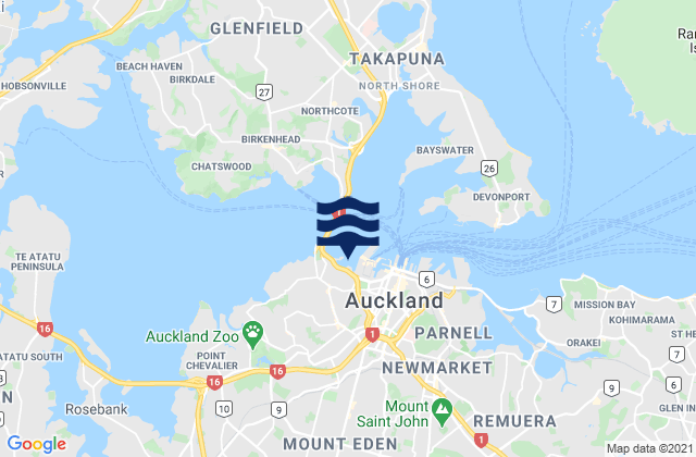 Auckland, New Zealand tide times map