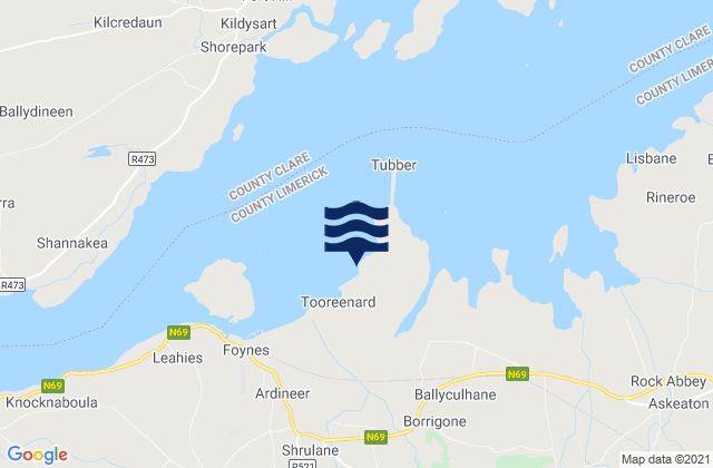 Aughinish Island, Ireland tide times map