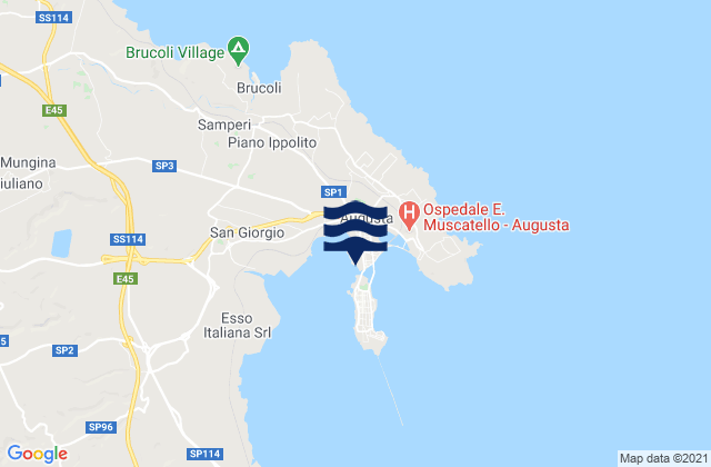 Augusta, Italy tide times map