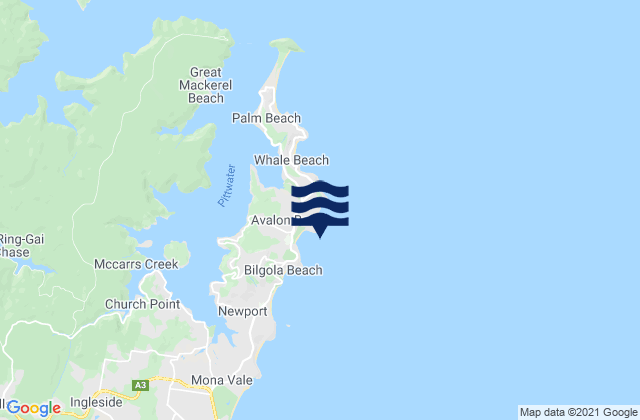 Avalon, Australia tide times map