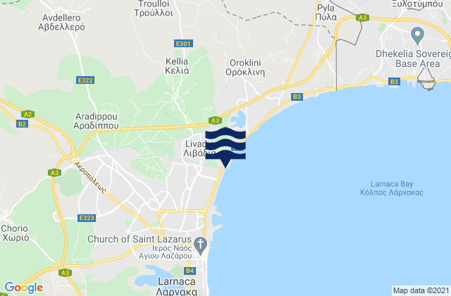 Avdellero, Cyprus tide times map