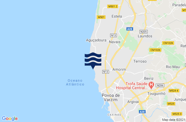 Aver-o-Mar, Portugal tide times map