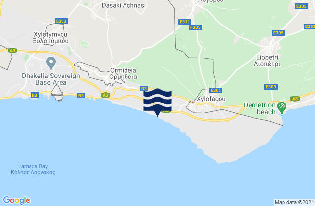Avgorou, Cyprus tide times map