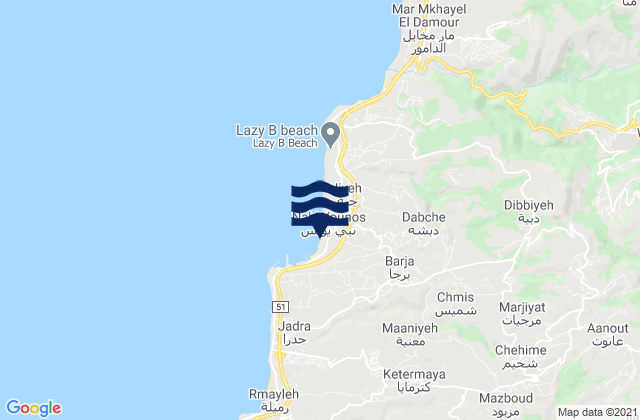 Awuali Rivermouth, Lebanon tide times map
