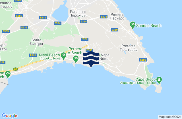 Ayia Napa, Cyprus tide times map