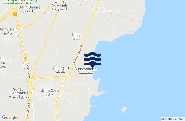 Az Za`ayin, Qatar tide times map