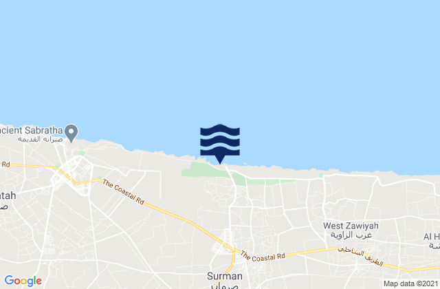 Az Zawiyah, Libya tide times map