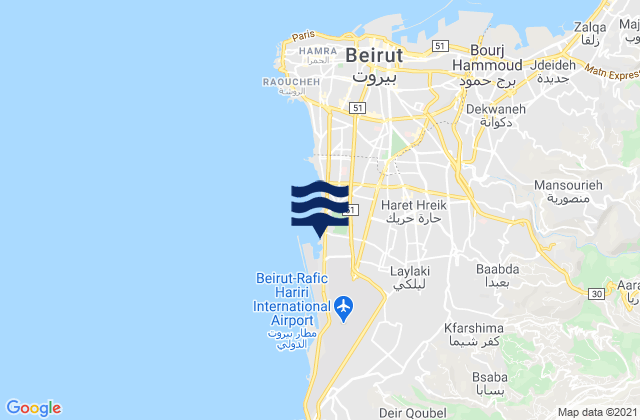 Baabda, Lebanon tide times map