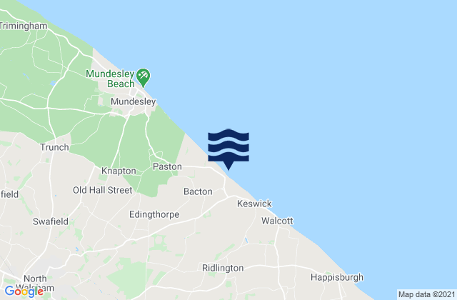 Bacton Beach, United Kingdom tide times map