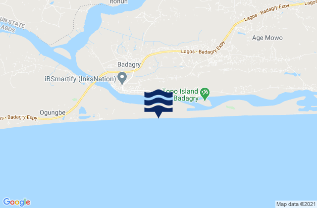 Badagry, Nigeria tide times map