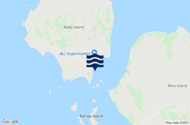 Badu Island, Australia tide times map
