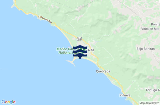 Bahia Uvita, Costa Rica tide times map