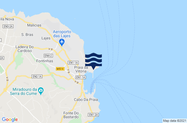 Baia Praia Ilha Terceira, Portugal tide times map