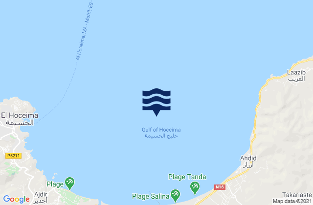 Baie d'Al Hoceima, Morocco tide times map