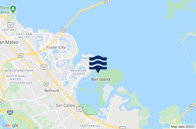 Bair Island, United States tide chart map