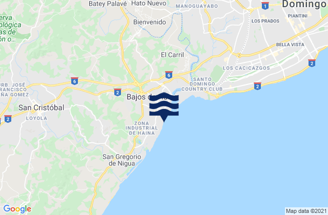 Bajos De Haina, Dominican Republic tide times map