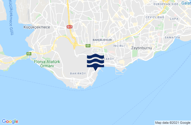 Bakirkoey, Turkey tide times map