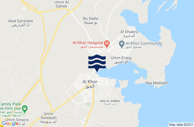 Baladiyat al Khawr wa adh Dhakhirah, Qatar tide times map