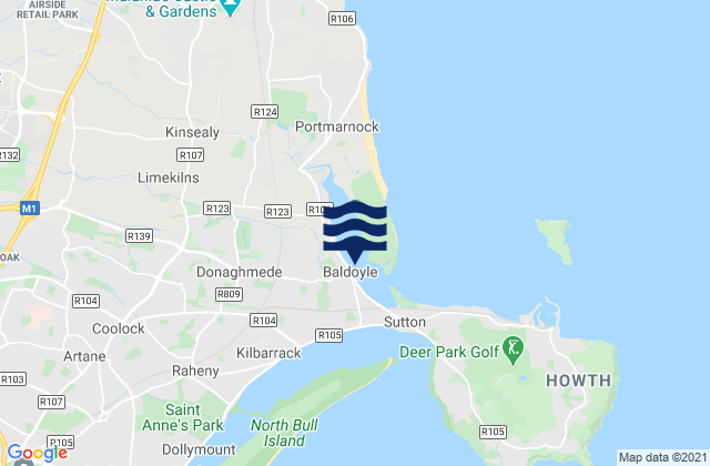 Baldoyle, Ireland tide times map