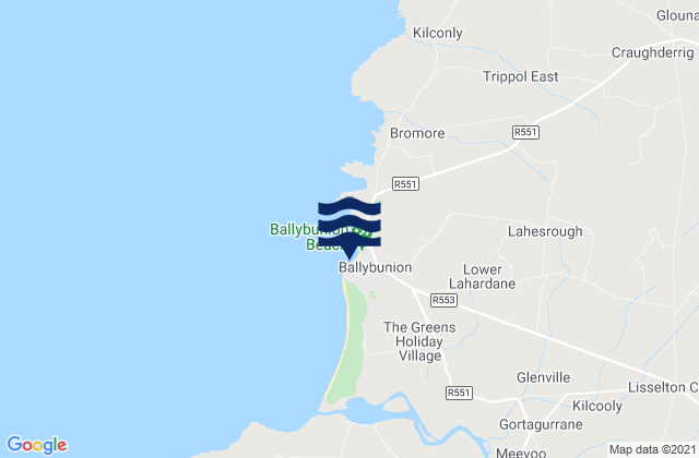 Ballybunnion, Ireland tide times map
