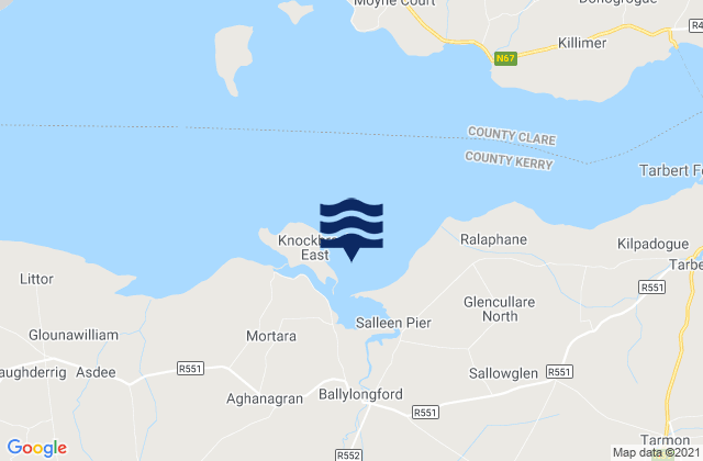 Ballylongford Bay, Ireland tide times map