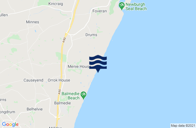 Balmedie to Newburgh, United Kingdom tide times map