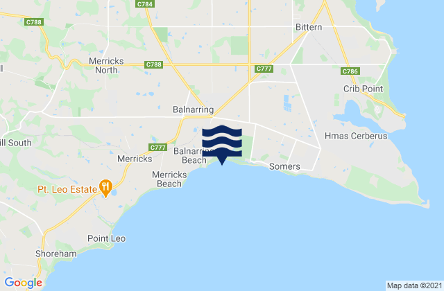 Balnarring, Australia tide times map