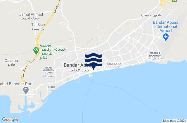 Bandar Abbas Persian Gulf, Iran tide times map