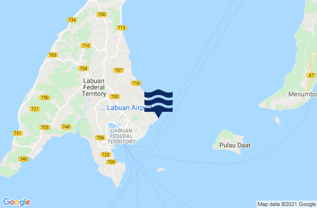 Bandar Labuan, Malaysia tide times map
