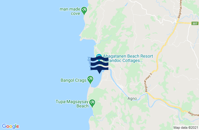 Bangan-Oda, Philippines tide times map