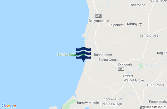 Banna Beach, Ireland tide times map